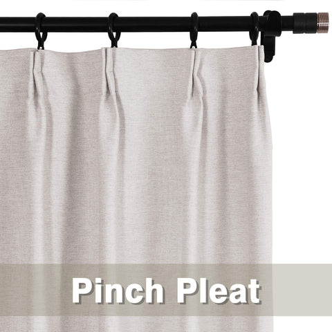 Frank Heavyweight Linen Blend Blackout Curtains - Thermal Insulated, Room Darkening, Pinch Pleat Drapes 1 Panel