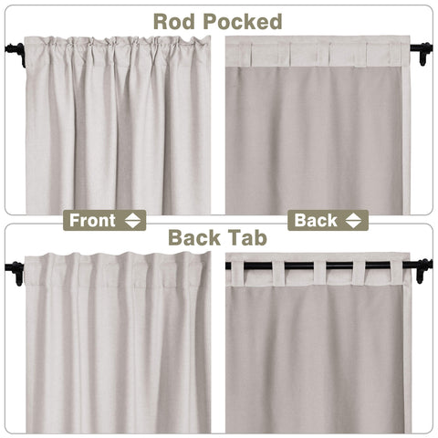 Frank Room Darkening Linen Blend Curtains Heavy Weight Thermal Drapes Back Tab & Rod Pocket 1 Panel