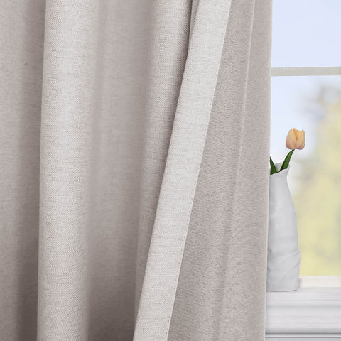 Frank Heavyweight Linen Blend Blackout Curtains - Thermal Insulated, Room Darkening, Pinch Pleat Drapes 1 Panel