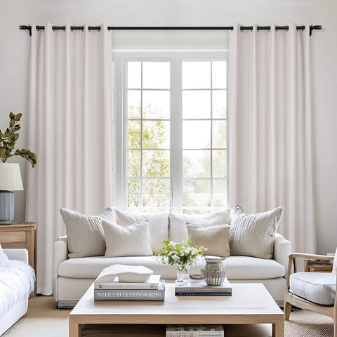 Frank Room Darkening Linen Blend Curtains Heavy Weight Thermal Blackout Drapes Grommet 1 Panel