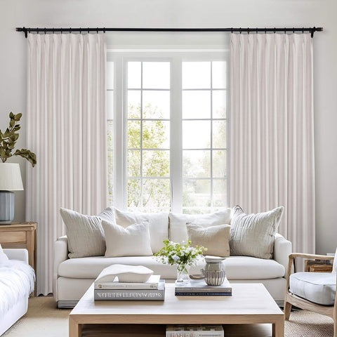 Frank Heavyweight Linen Blend Blackout Curtains - Thermal Insulated, Room Darkening, Pinch Pleat Drapes 1 Panel