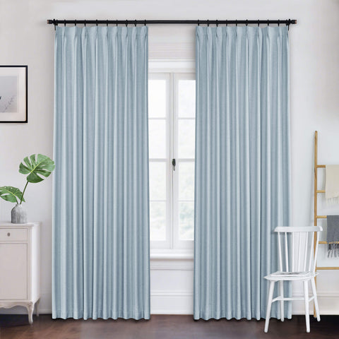 Frank Heavyweight Linen Blend Blackout Curtains - Thermal Insulated, Room Darkening, Pinch Pleat Drapes 1 Panel