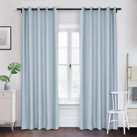 Frank Room Darkening Linen Blend Curtains Heavy Weight Thermal Blackout Drapes Grommet 1 Panel