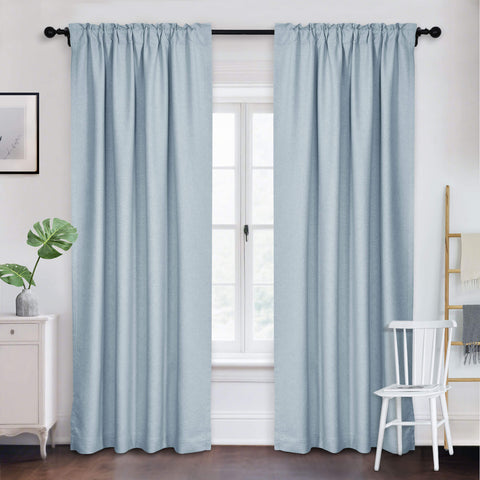 Frank Room Darkening Linen Blend Curtains Heavy Weight Thermal Drapes Back Tab & Rod Pocket 1 Panel