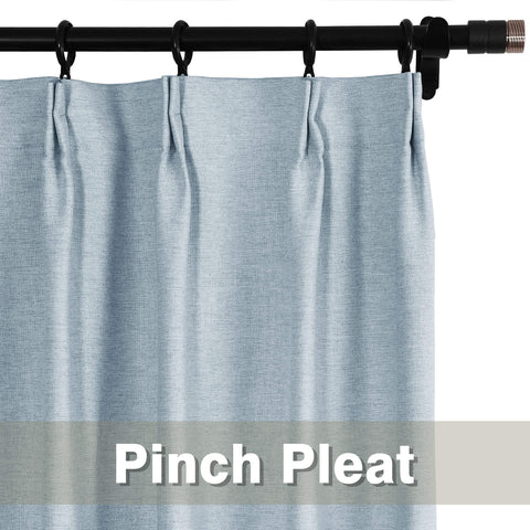 Frank Heavyweight Linen Blend Blackout Curtains - Thermal Insulated, Room Darkening, Pinch Pleat Drapes 1 Panel