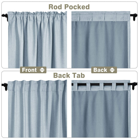 Frank Room Darkening Linen Blend Curtains Heavy Weight Thermal Drapes Back Tab & Rod Pocket 1 Panel