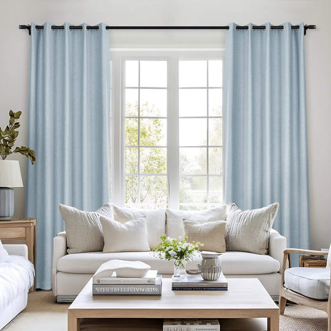 Frank Room Darkening Linen Blend Curtains Heavy Weight Thermal Blackout Drapes Grommet 1 Panel