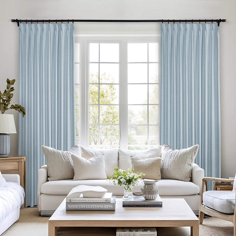 Frank Heavyweight Linen Blend Blackout Curtains - Thermal Insulated, Room Darkening, Pinch Pleat Drapes 1 Panel
