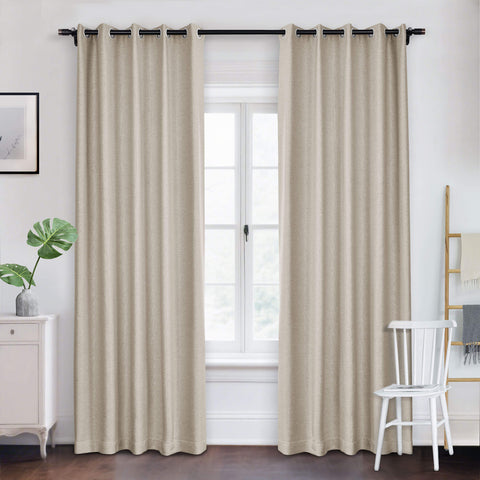 Frank Room Darkening Linen Blend Curtains Heavy Weight Thermal Blackout Drapes Grommet 1 Panel