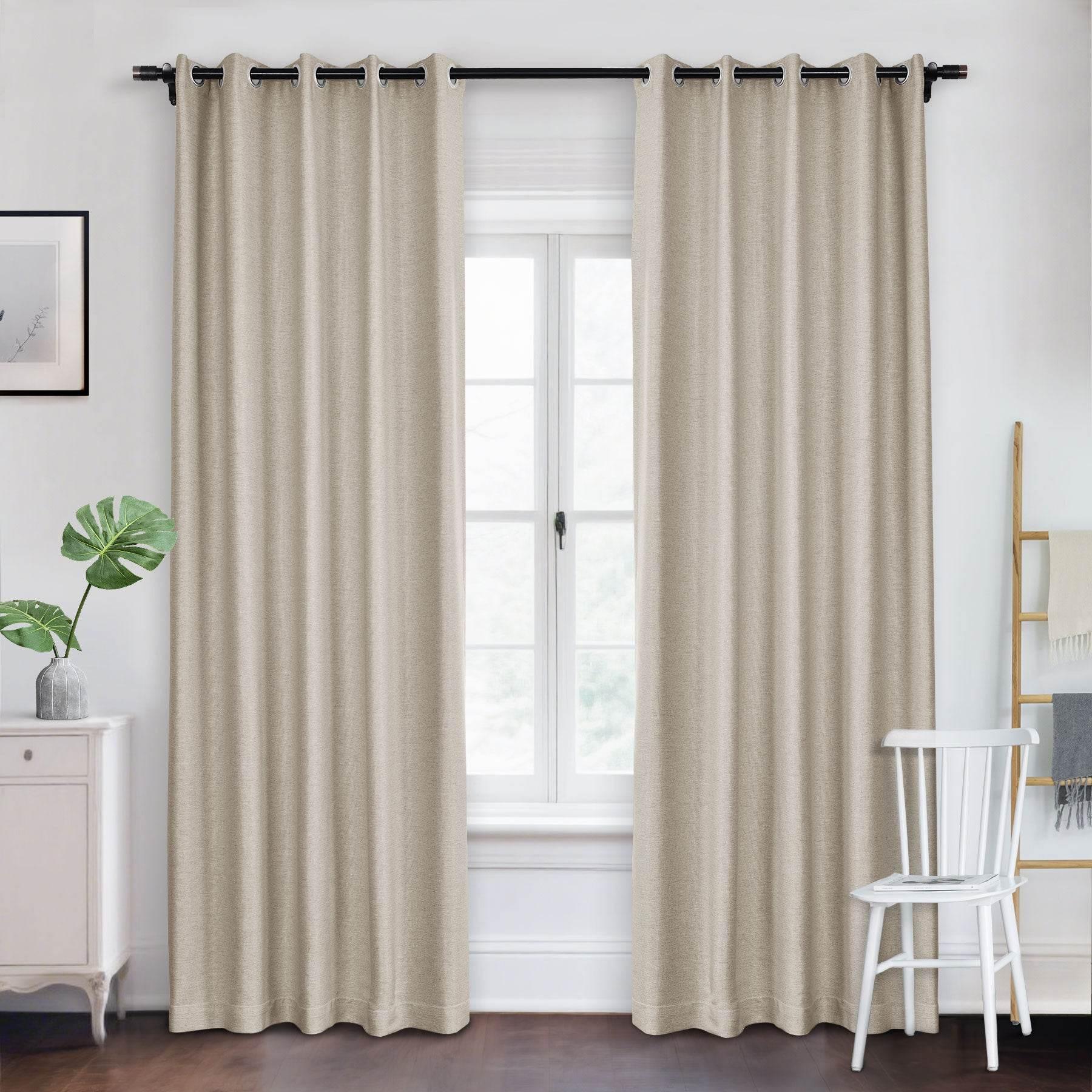 Frank Room Darkening Linen Blend Curtains Heavy Weight Thermal Blackout Drapes Grommet - Cololeaf -- #02 smoky grey