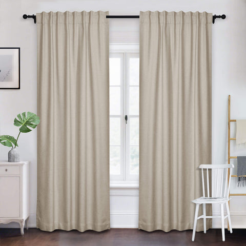 Frank Room Darkening Linen Blend Curtains Heavy Weight Thermal Drapes Back Tab & Rod Pocket 1 Panel