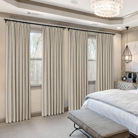 Frank Heavyweight Linen Blend Blackout Curtains - Thermal Insulated, Room Darkening, Pinch Pleat Drapes 1 Panel