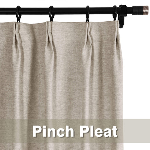 Frank Heavyweight Linen Blend Blackout Curtains - Thermal Insulated, Room Darkening, Pinch Pleat Drapes 1 Panel