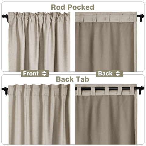 Frank Room Darkening Linen Blend Curtains Heavy Weight Thermal Drapes Back Tab & Rod Pocket 1 Panel