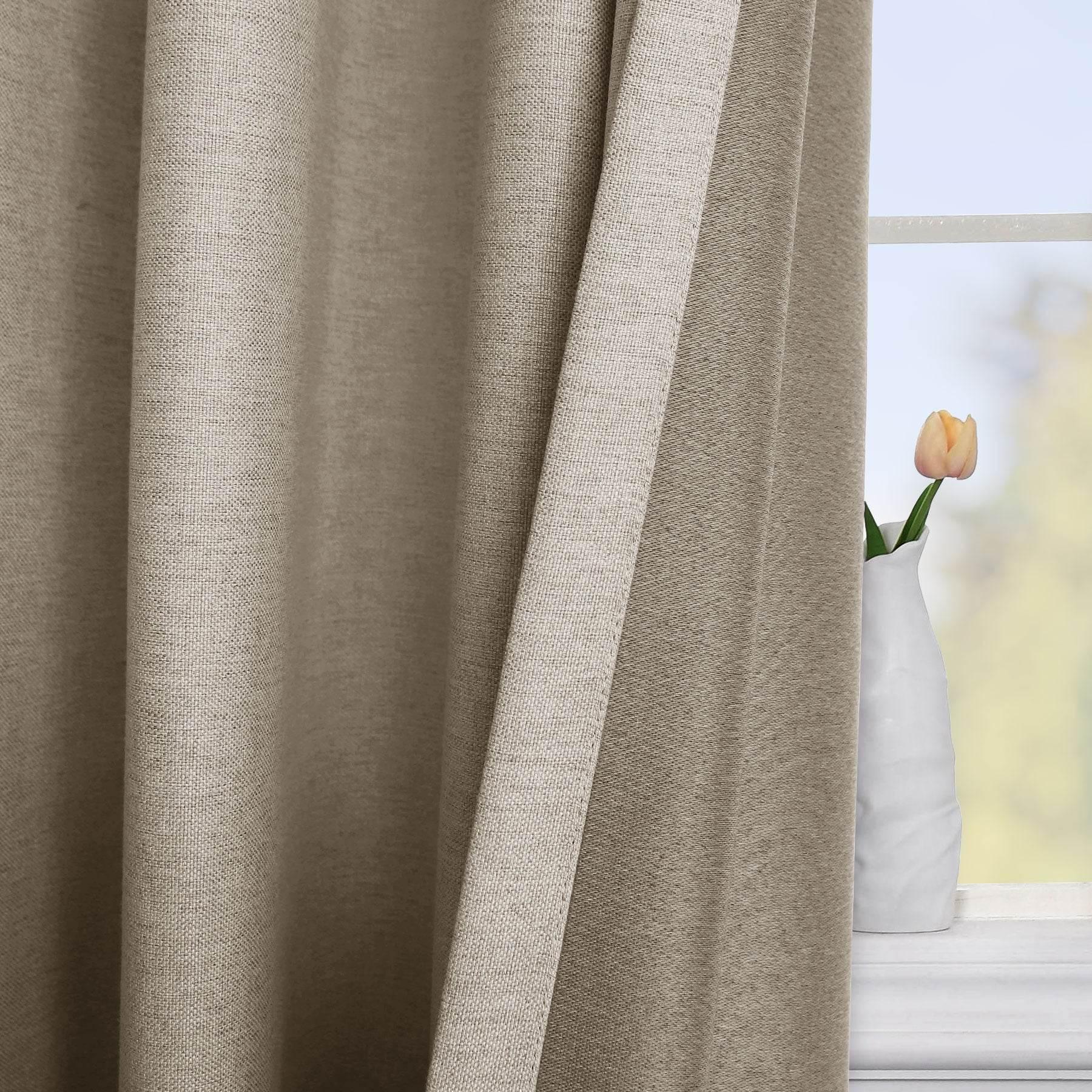 Frank Room Darkening Linen Blend Curtains Heavy Weight Thermal Blackout Drapes Grommet - Cololeaf -- #02 smoky grey