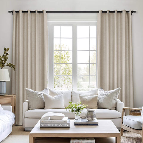 Frank Room Darkening Linen Blend Curtains Heavy Weight Thermal Blackout Drapes Grommet 1 Panel