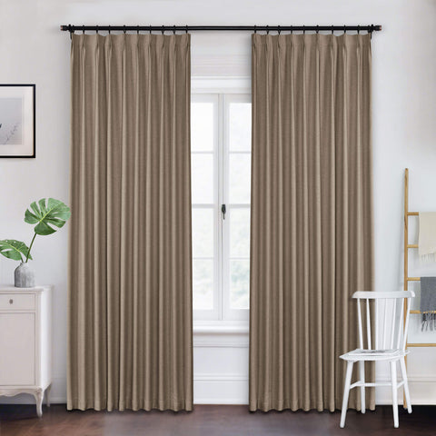 Frank Heavyweight Linen Blend Blackout Curtains - Thermal Insulated, Room Darkening, Pinch Pleat Drapes 1 Panel