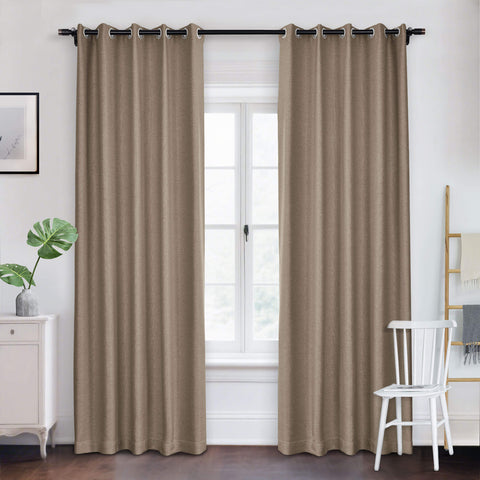 Frank Room Darkening Linen Blend Curtains Heavy Weight Thermal Blackout Drapes Grommet 1 Panel