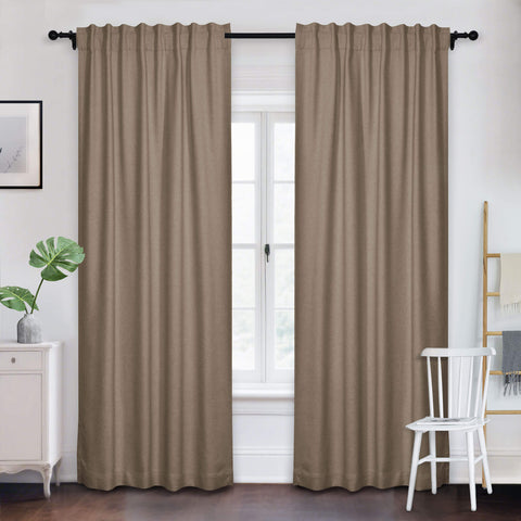 Frank Room Darkening Linen Blend Curtains Heavy Weight Thermal Drapes Back Tab & Rod Pocket 1 Panel