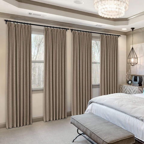 Frank Heavyweight Linen Blend Blackout Curtains - Thermal Insulated, Room Darkening, Pinch Pleat Drapes 1 Panel