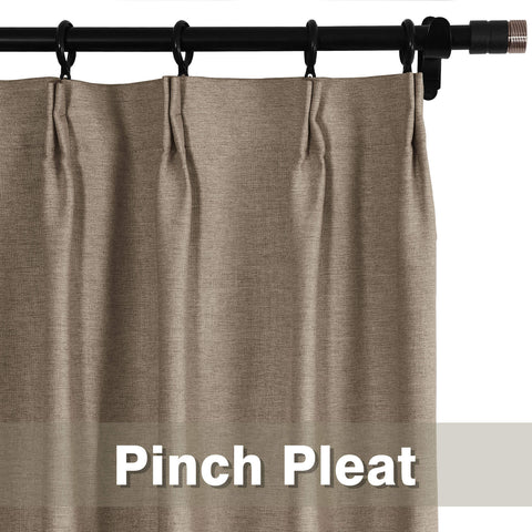 Frank Heavyweight Linen Blend Blackout Curtains - Thermal Insulated, Room Darkening, Pinch Pleat Drapes 1 Panel