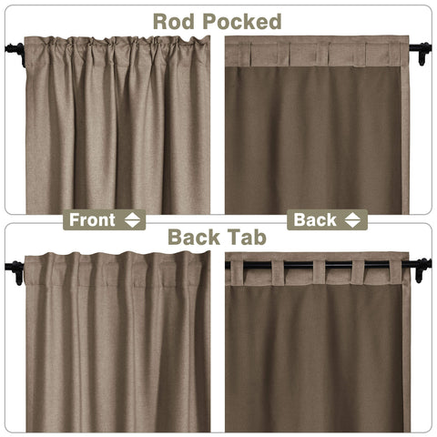 Frank Room Darkening Linen Blend Curtains Heavy Weight Thermal Drapes Back Tab & Rod Pocket 1 Panel