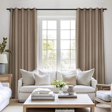 Frank Room Darkening Linen Blend Curtains Heavy Weight Thermal Blackout Drapes Grommet 1 Panel