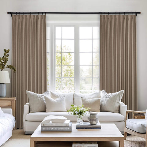 Frank Heavyweight Linen Blend Blackout Curtains - Thermal Insulated, Room Darkening, Pinch Pleat Drapes 1 Panel
