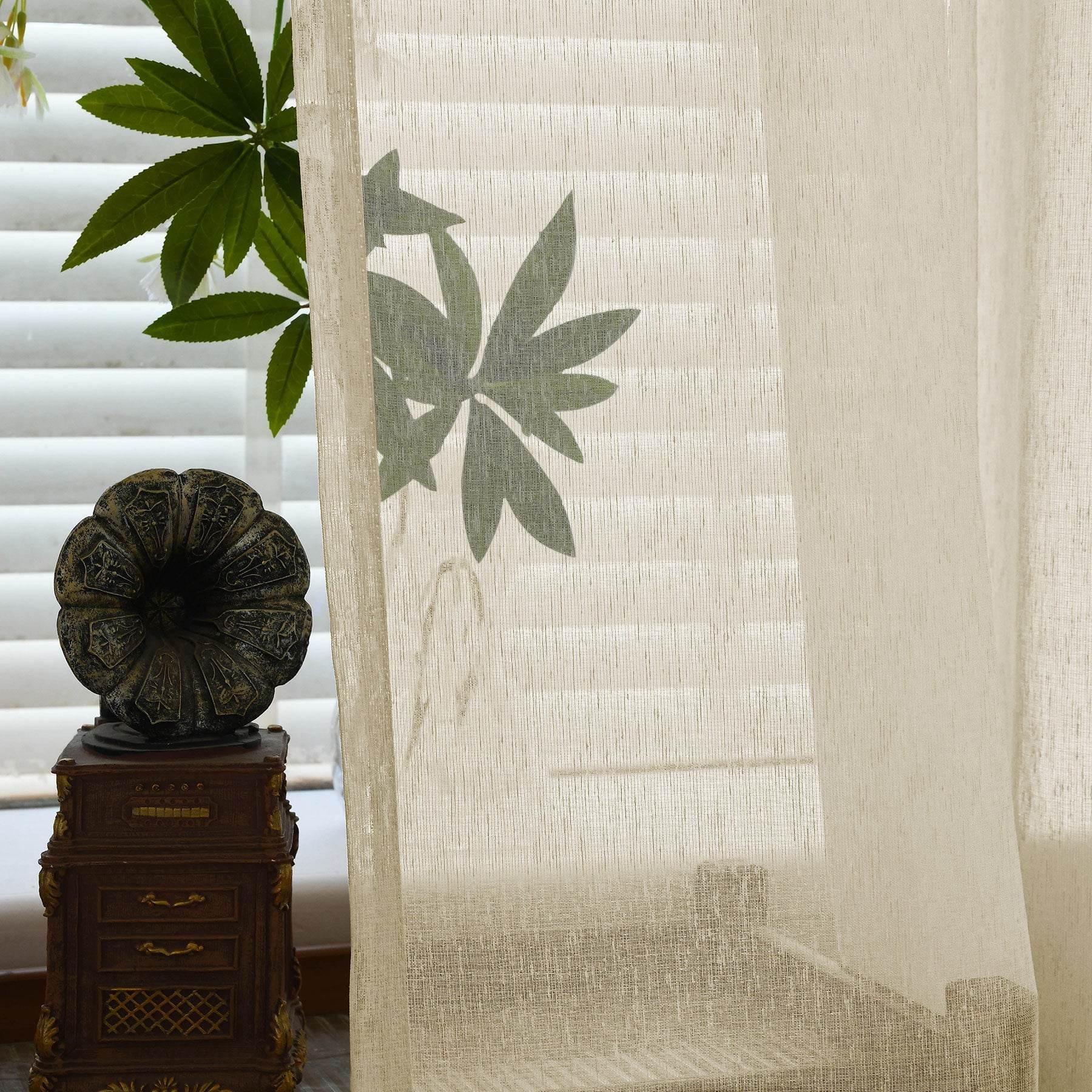 B11 Sheer Vertical Stripe Linen Blend Light Filtering Curtain Grommet - Cololeaf -- #1 White