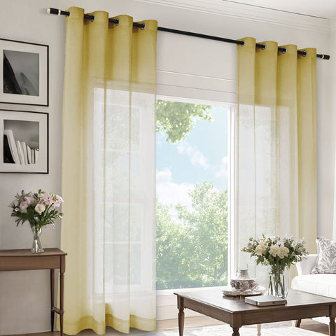 B11 Sheer Vertical Stripe Linen Blend Light Filtering Curtain Grommet 1 Panel