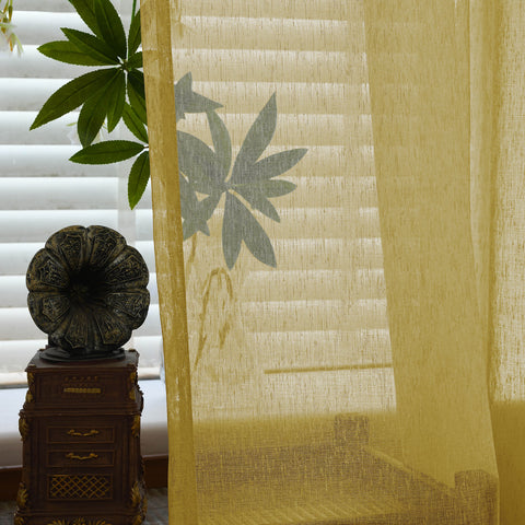B11 Sheer Vertical Stripe Linen Blend Light Filtering Curtain Grommet 1 Panel