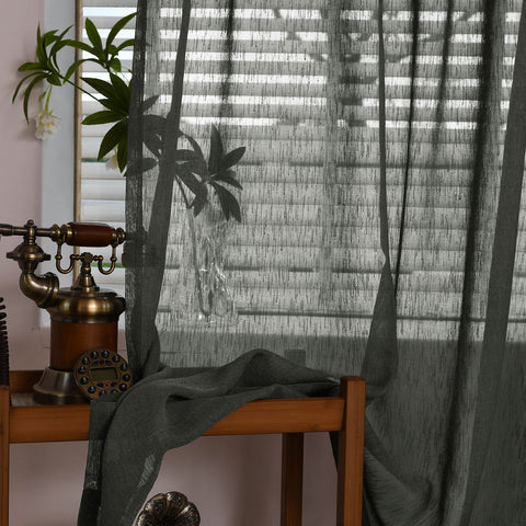 B11 Sheer Vertical Stripe Linen Blend Light Filtering Curtain Pinch Pleat 1 Panel