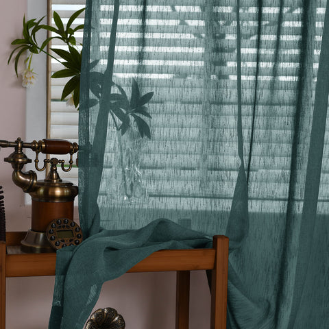 B11 Sheer Vertical Stripe Linen Blend Light Filtering Curtain Pinch Pleat 1 Panel