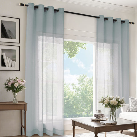 B11 Sheer Vertical Stripe Linen Blend Light Filtering Curtain Grommet 1 Panel