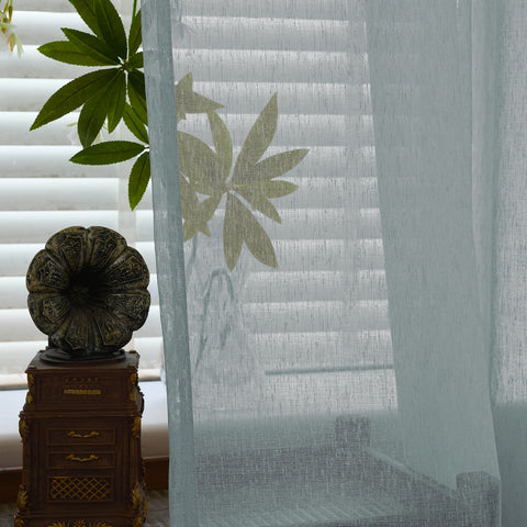 B11 Sheer Vertical Stripe Linen Blend Light Filtering Curtain Pinch Pleat 1 Panel