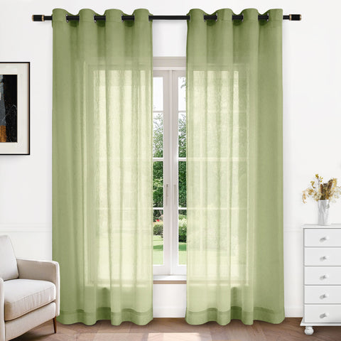 B11 Sheer Vertical Stripe Linen Blend Light Filtering Curtain Grommet 1 Panel