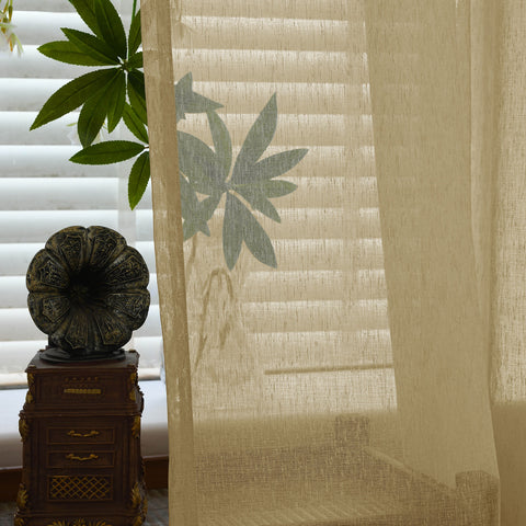 B11 Sheer Vertical Stripe Linen Blend Light Filtering Curtain Pinch Pleat 1 Panel