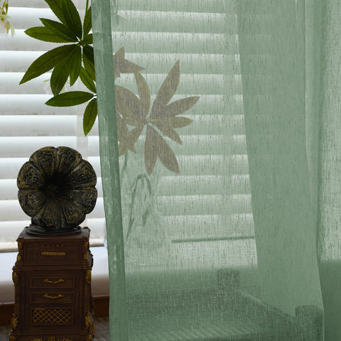 B11 Sheer Vertical Stripe Linen Blend Light Filtering Curtain Pinch Pleat 1 Panel