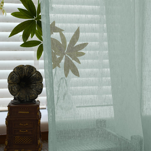 B11 Sheer Vertical Stripe Linen Blend Light Filtering Curtain Pinch Pleat 1 Panel