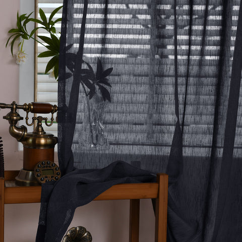 B11 Sheer Vertical Stripe Linen Blend Light Filtering Curtain Pinch Pleat 1 Panel