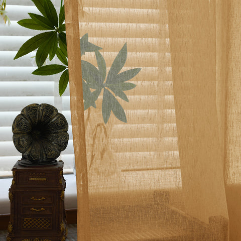 B11 Sheer Vertical Stripe Linen Blend Light Filtering Curtain Pinch Pleat 1 Panel