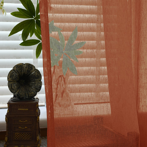 B11 Sheer Vertical Stripe Linen Blend Light Filtering Curtain Pinch Pleat 1 Panel