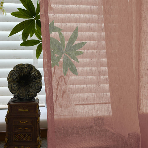 B11 Sheer Vertical Stripe Linen Blend Light Filtering Curtain Pinch Pleat 1 Panel