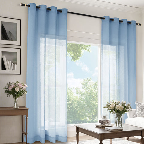 B11 Sheer Vertical Stripe Linen Blend Light Filtering Curtain Grommet 1 Panel