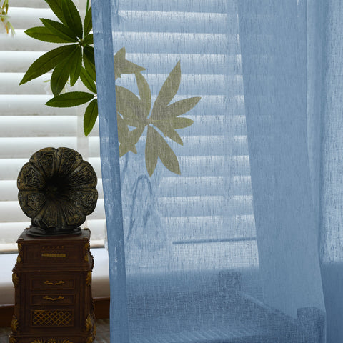 B11 Sheer Vertical Stripe Linen Blend Light Filtering Curtain Pinch Pleat 1 Panel