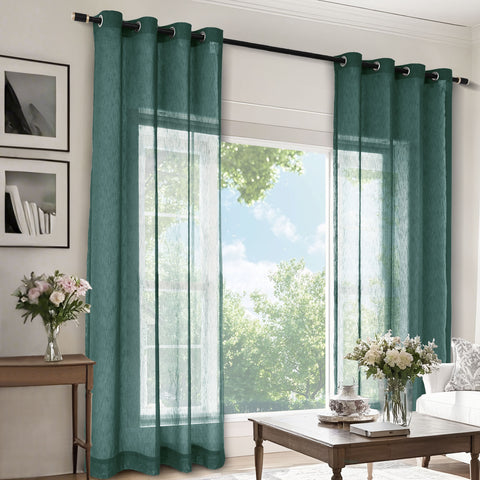 B11 Sheer Vertical Stripe Linen Blend Light Filtering Curtain Grommet 1 Panel