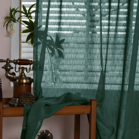 B11 Sheer Vertical Stripe Linen Blend Light Filtering Curtain Pinch Pleat 1 Panel