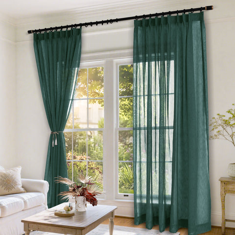 B11 Sheer Vertical Stripe Linen Blend Light Filtering Curtain Pinch Pleat 1 Panel