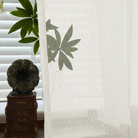 B11 Sheer Vertical Stripe Linen Blend Light Filtering Curtain Pinch Pleat 1 Panel