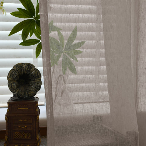 B11 Sheer Vertical Stripe Linen Blend Light Filtering Curtain Grommet 1 Panel